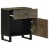 Mesita de noche madera maciza de mango negra 50x33x60