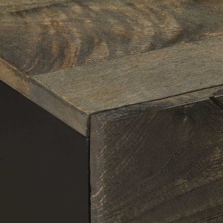 Mesita de noche madera maciza de mango negra 50x33x60