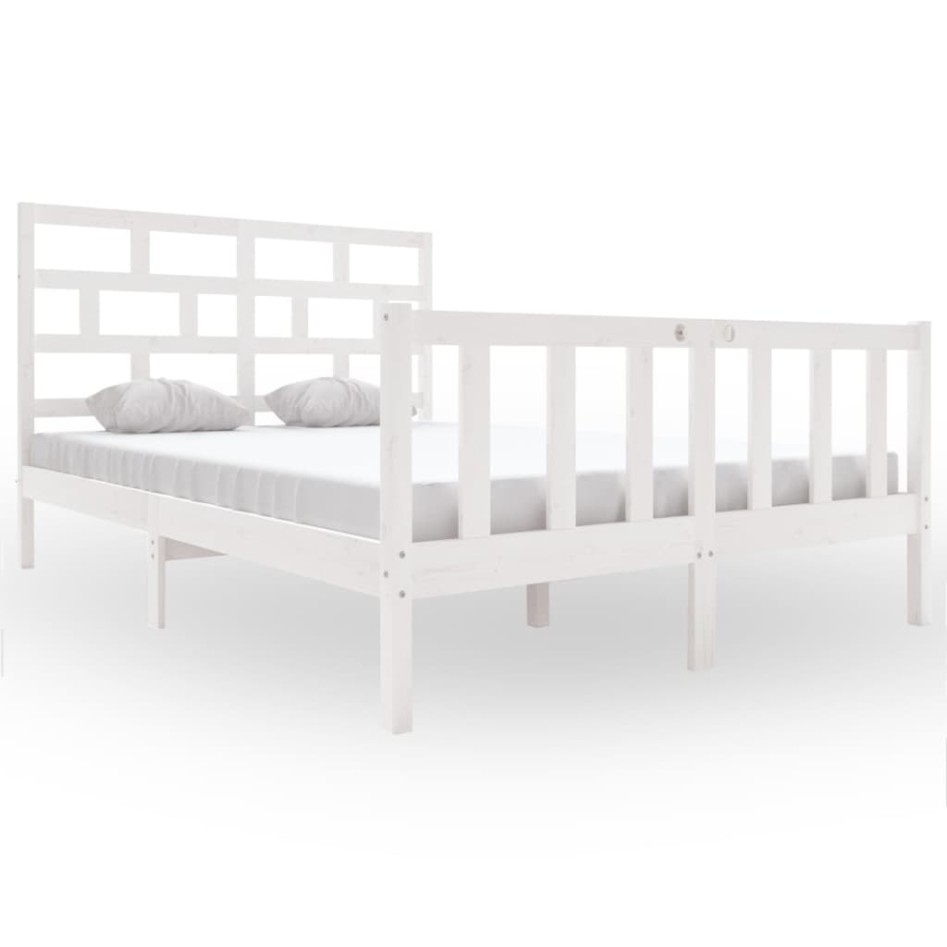 Estructura de cama madera maciza de pino blanca 150x200