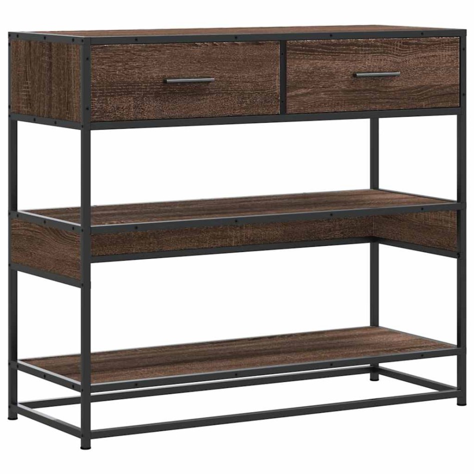 Mesa consola madera de ingeniería marrón roble 90x35x80