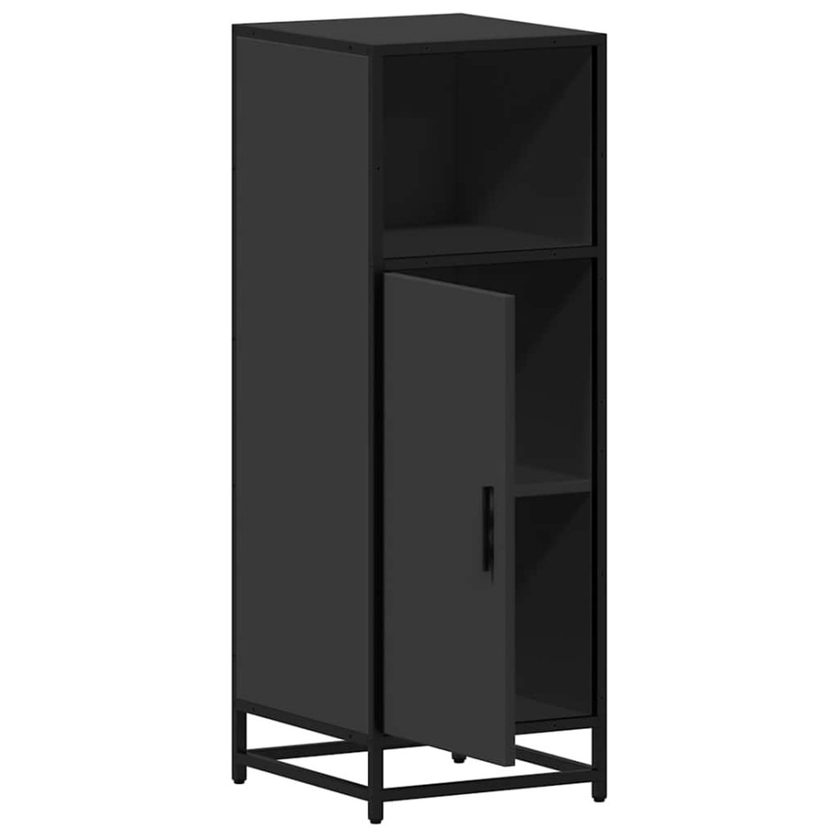 Armario de baño madera contrachapada negro 35x37,5x100