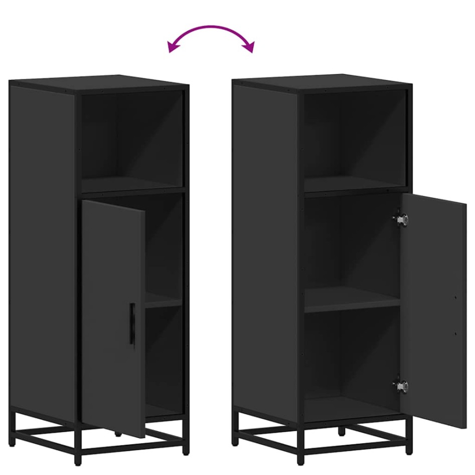 Armario de baño madera contrachapada negro 35x37,5x100