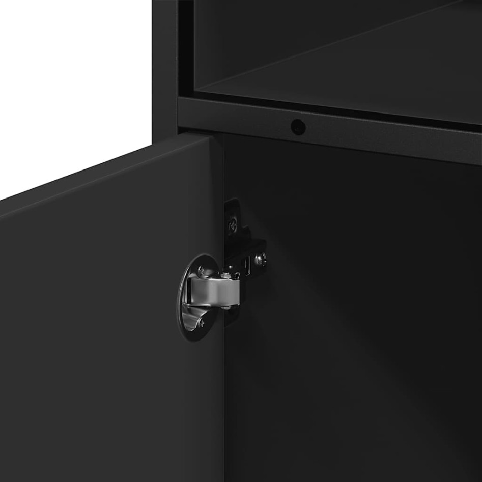 Armario de baño madera contrachapada negro 35x37,5x100