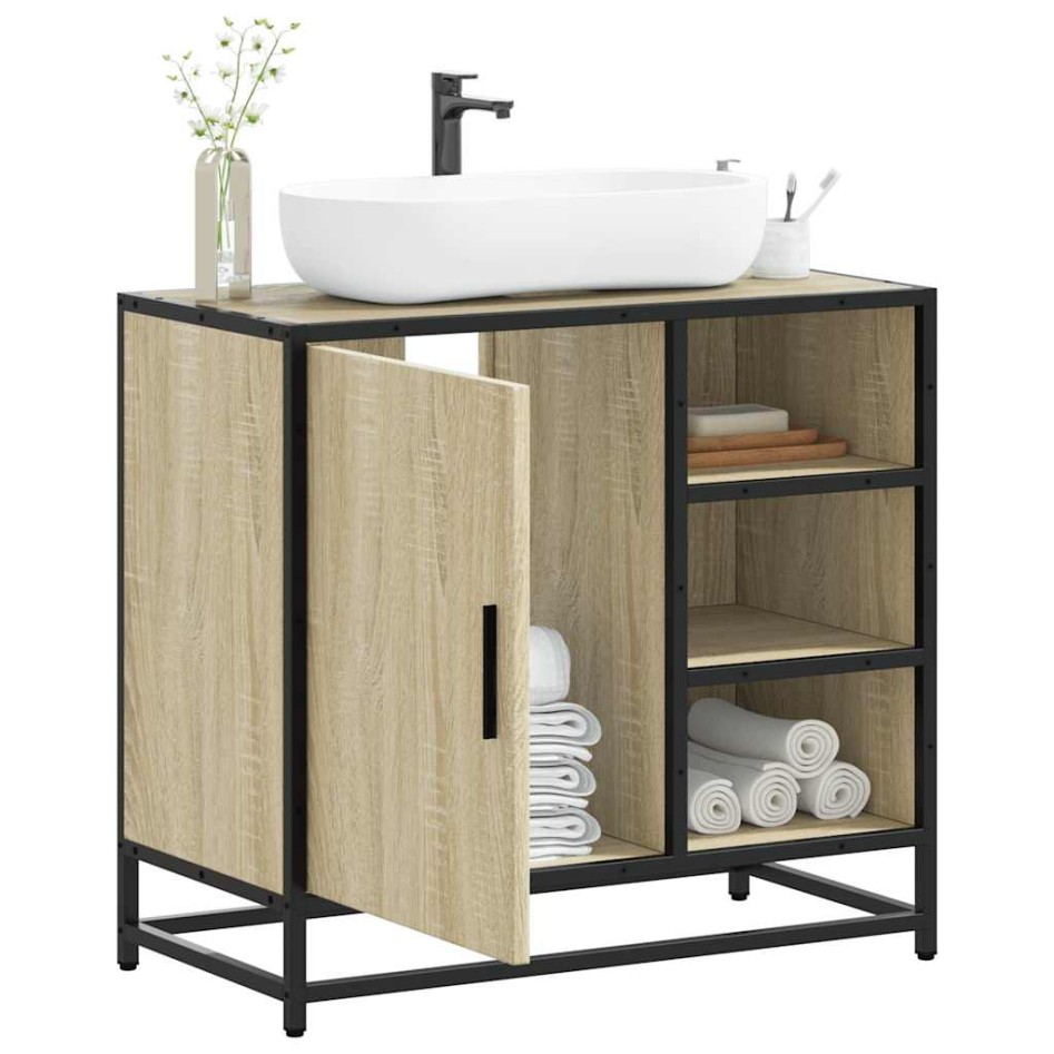 Armario de lavabo de baño madera roble Sonoma 65x33x60