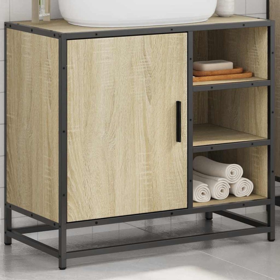 Armario de lavabo de baño madera roble Sonoma 65x33x60