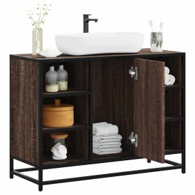 Armario lavabo baño madera ingeniería roble marrón 80x33x60