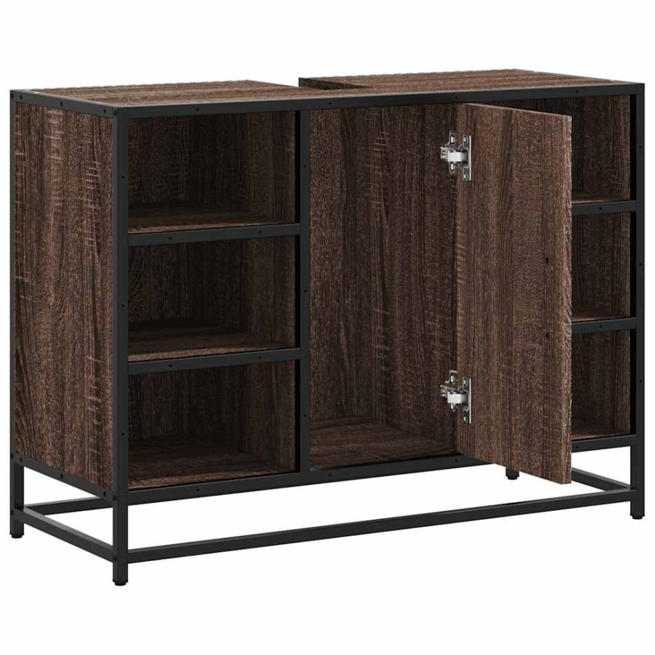 Armario lavabo baño madera ingeniería roble marrón 80x33x60