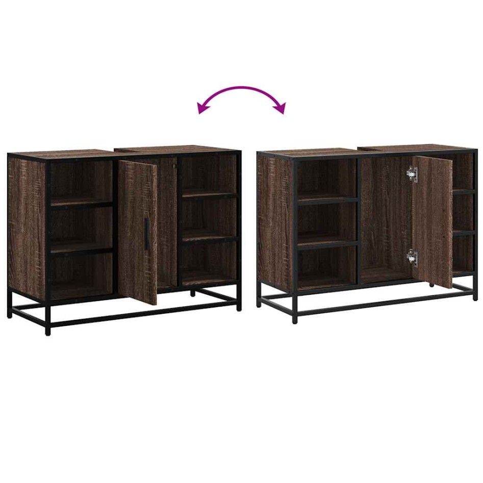 Armario lavabo baño madera ingeniería roble marrón 80x33x60