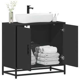 Mueble baño para lavabo madera ingeniería negro 65 x 33 x 60