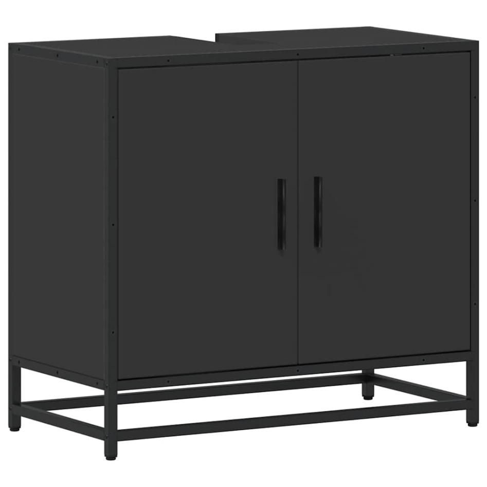 Mueble baño para lavabo madera ingeniería negro 65 x 33 x 60