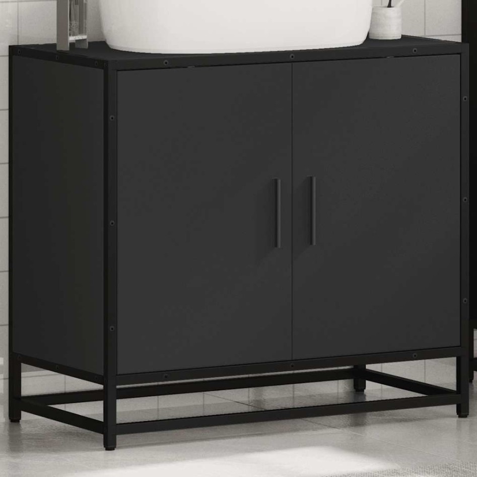 Mueble baño para lavabo madera ingeniería negro 65 x 33 x 60