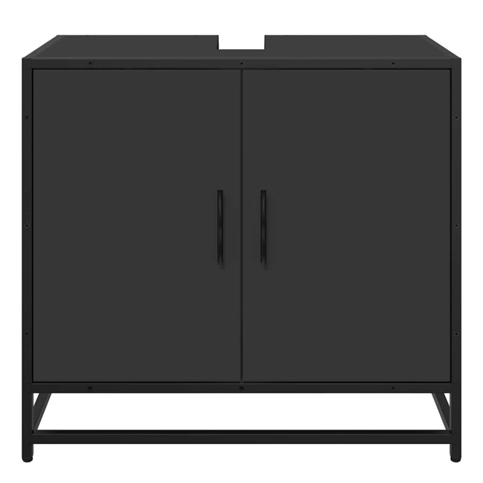 Mueble baño para lavabo madera ingeniería negro 65 x 33 x 60