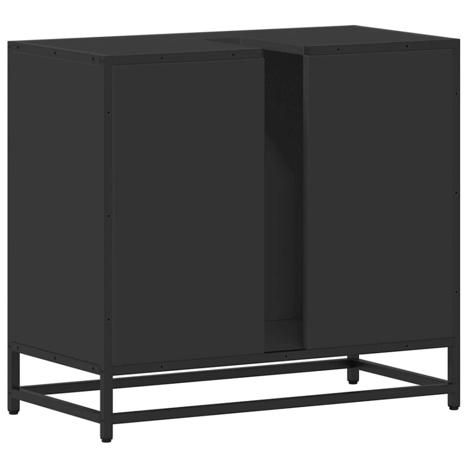Mueble baño para lavabo madera ingeniería negro 65 x 33 x 60