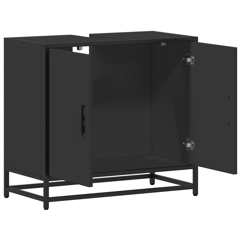 Mueble baño para lavabo madera ingeniería negro 65 x 33 x 60