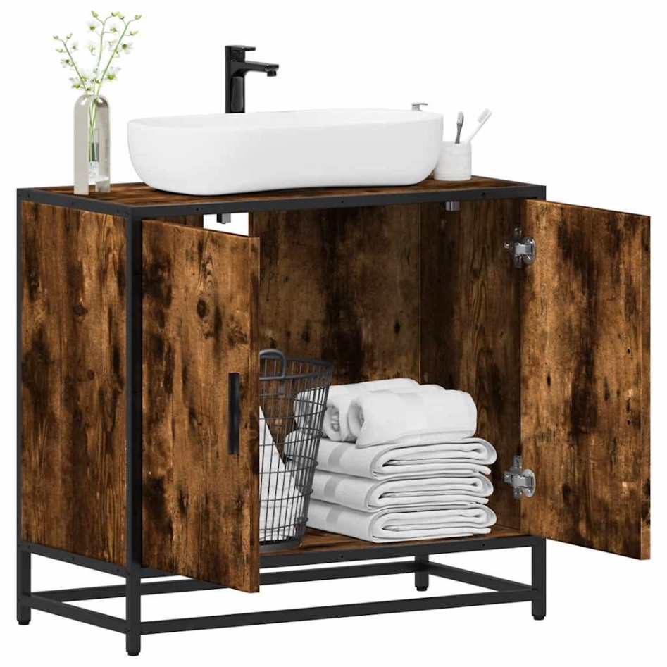 Mueble de baño para lavabo roble ahumado 65x33x60