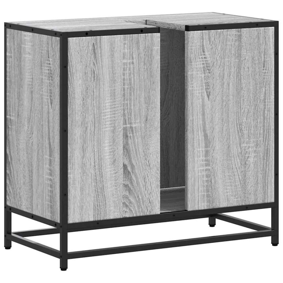 Mueble lavabo baño madera contrachapada sonoma gris 65x33x60