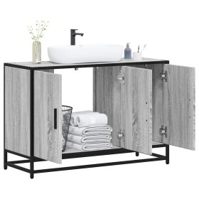 Armario lavabo baño madera ingeniería gris Sonoma 90x33x60