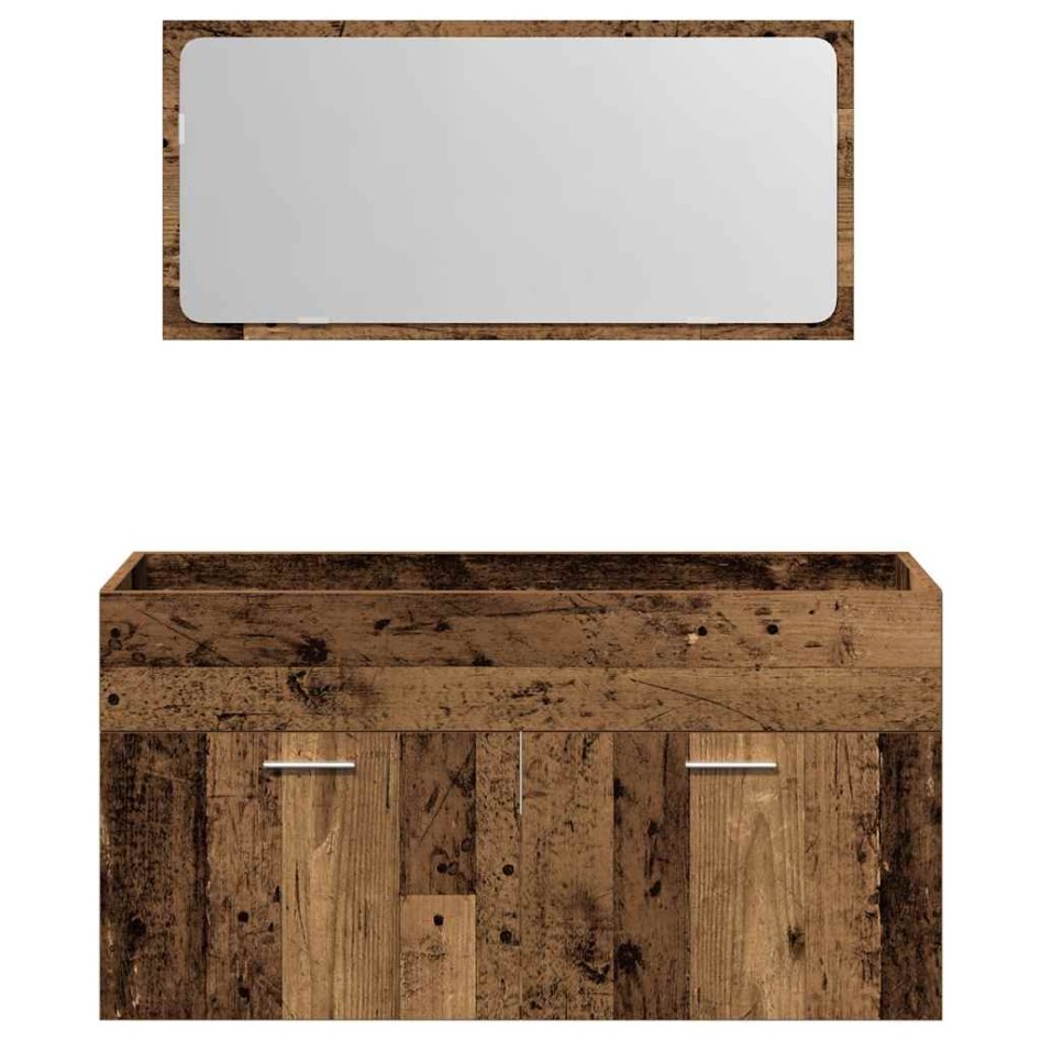 Mueble de baño con espejo de madera antigua madera