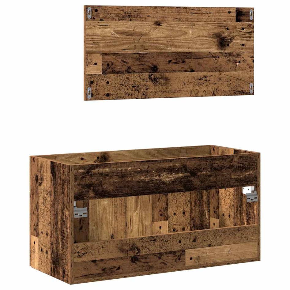 Mueble de baño con espejo de madera antigua madera