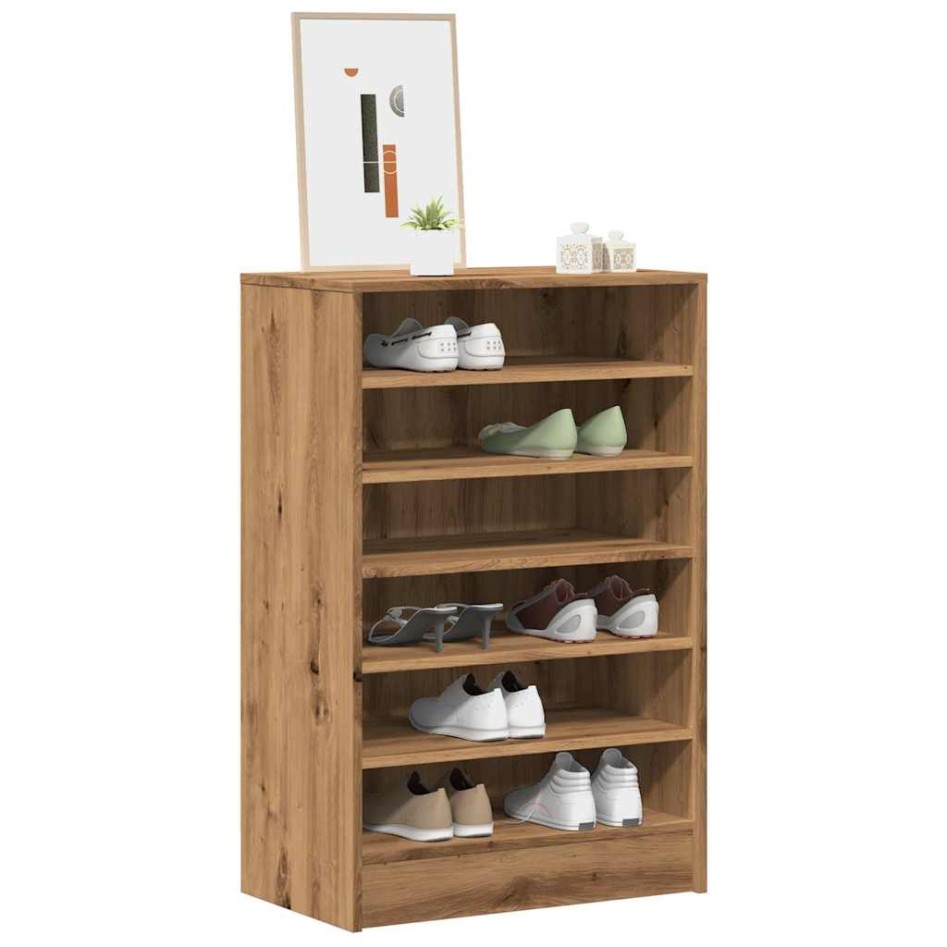 Mueble zapatero madera ingeniería roble artisan 60x35x92