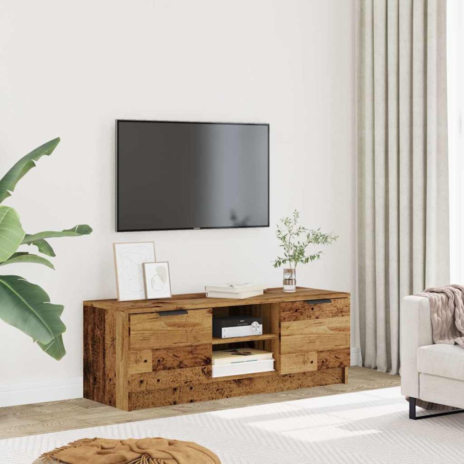 Mueble de TV madera contrachapada madera antigua 102x35x36,5