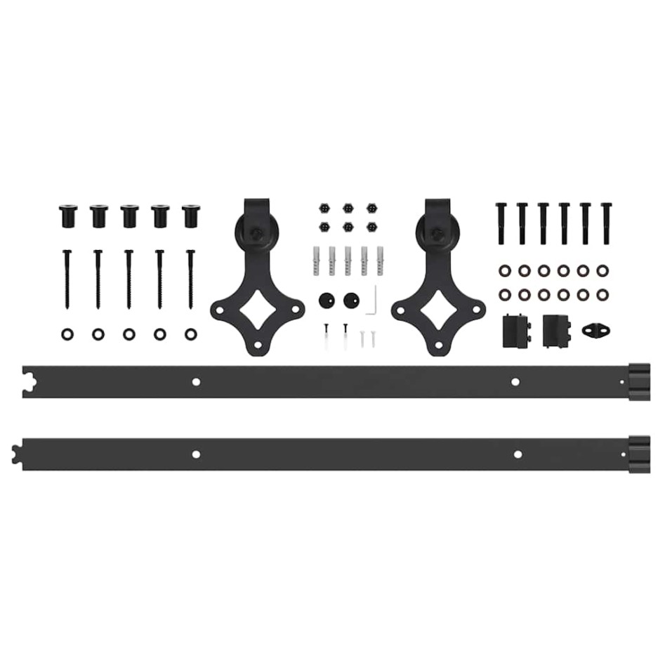 Kit de herrajes para puertas correderas acero negro 152,5