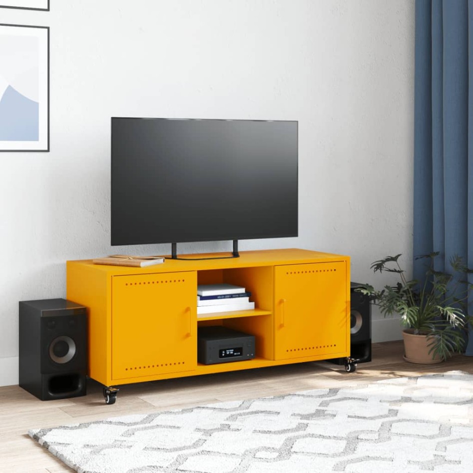 Mueble para TV acero laminado en frío amarillo 100,5x39x43,5