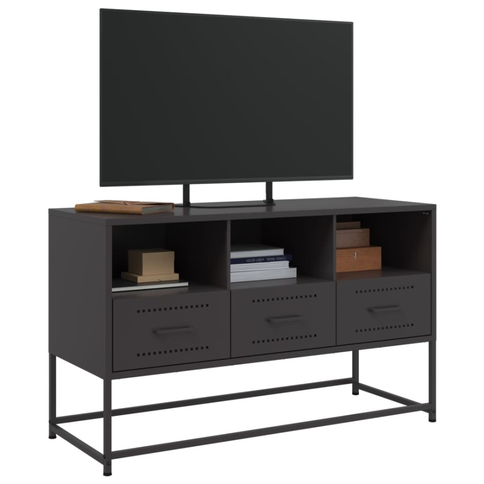 Mueble para TV de acero negro 100,5x39x60,5