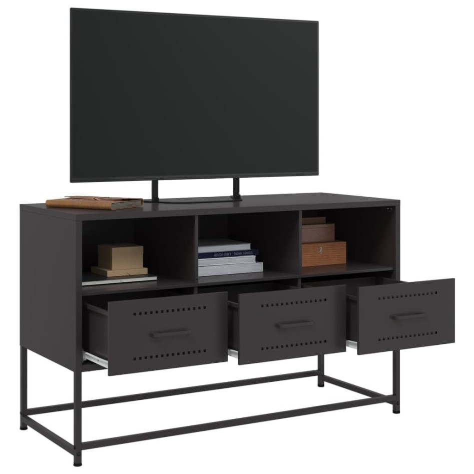 Mueble para TV de acero negro 100,5x39x60,5