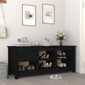 Mueble zapatero de madera maciza de pino negro 110x38x45,5