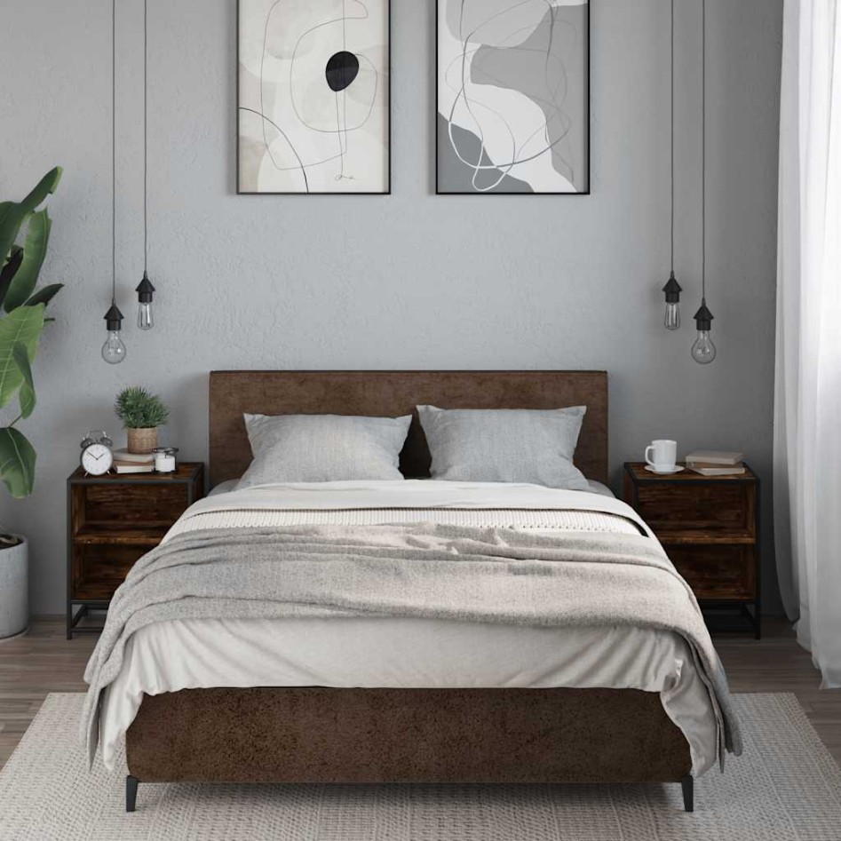 Mesitas noche 2 uds madera ingeniería roble ahumado 40x31x50