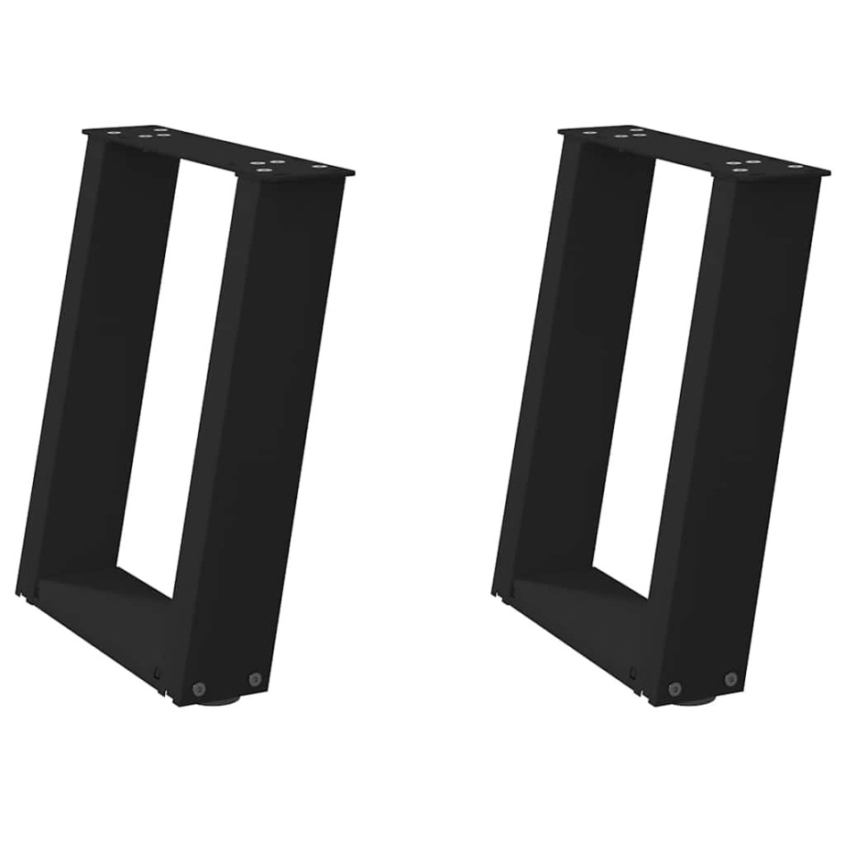Patas de mesa de centro forma U 2uds acero negro 28x(42-43)