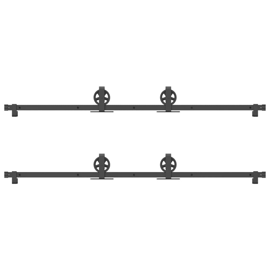 Kit de herrajes para puertas correderas acero negro 366