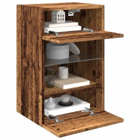 Muebles de TV pared con luces LED 2 uds envejecida