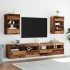 Muebles de TV pared con luces LED 2 uds envejecida