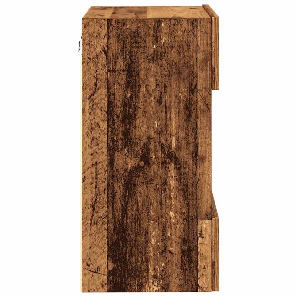 Muebles de TV pared con luces LED 2 uds envejecida