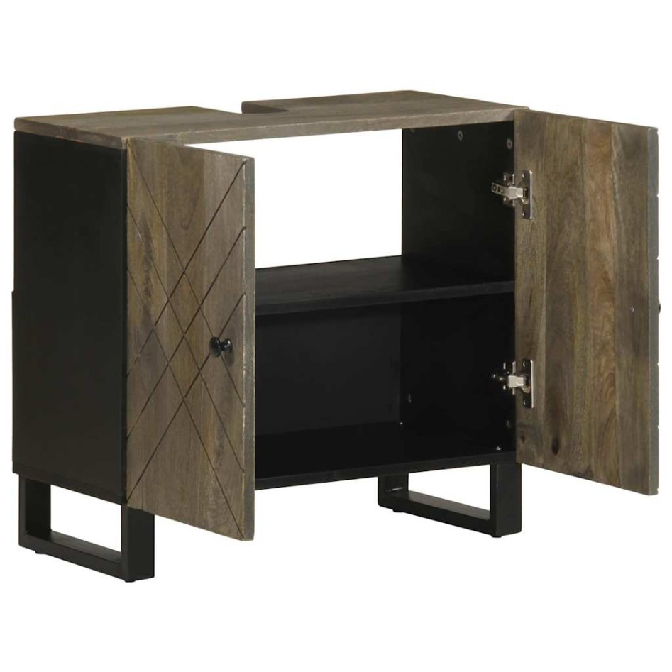 Mueble para lavabo de madera maciza de mango negro 62x33x58