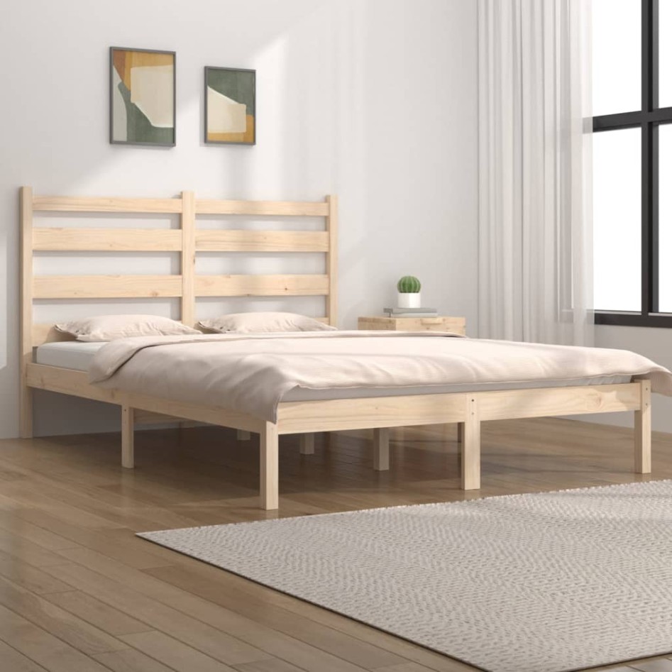 Estructura de cama de madera maciza de pino 140x190
