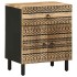 Mesita de noche madera maciza de mango rugosa negro 50x33x60