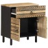 Mesita de noche madera maciza de mango rugosa negro 50x33x60