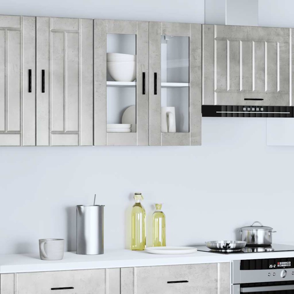 Armario de pared para cocina puerta cristal Porto gris