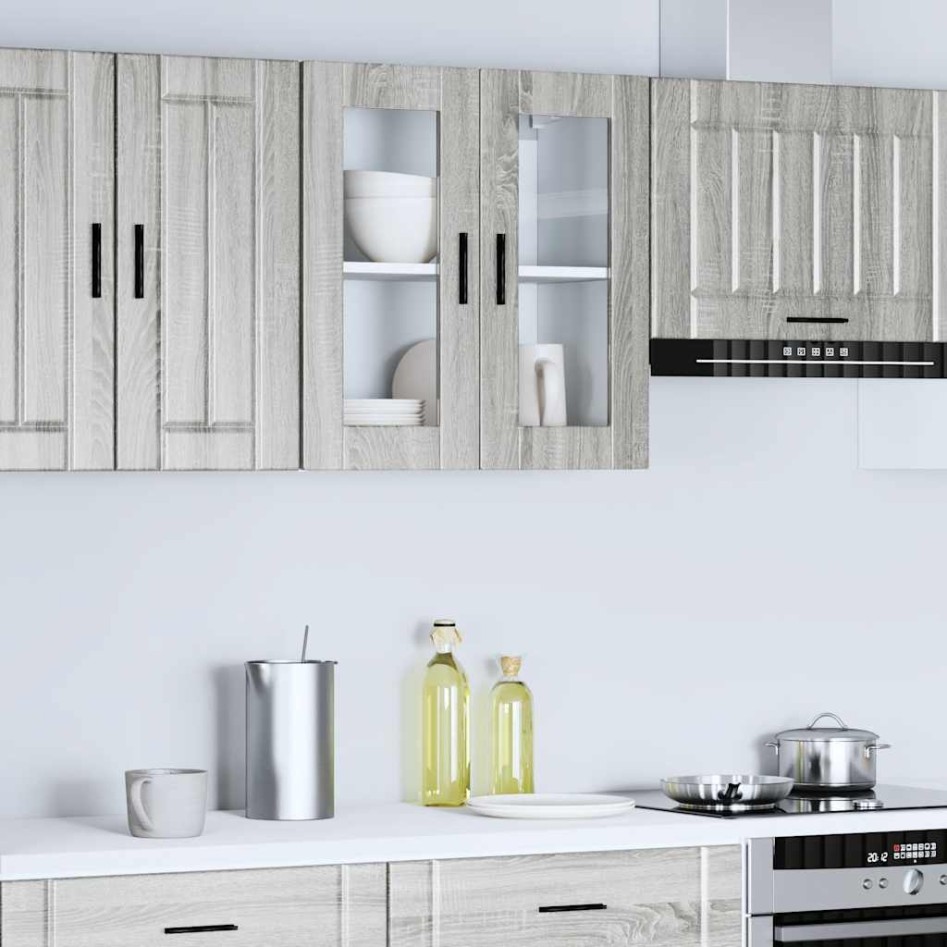 Armario de pared para cocina puerta cristal Porto gris