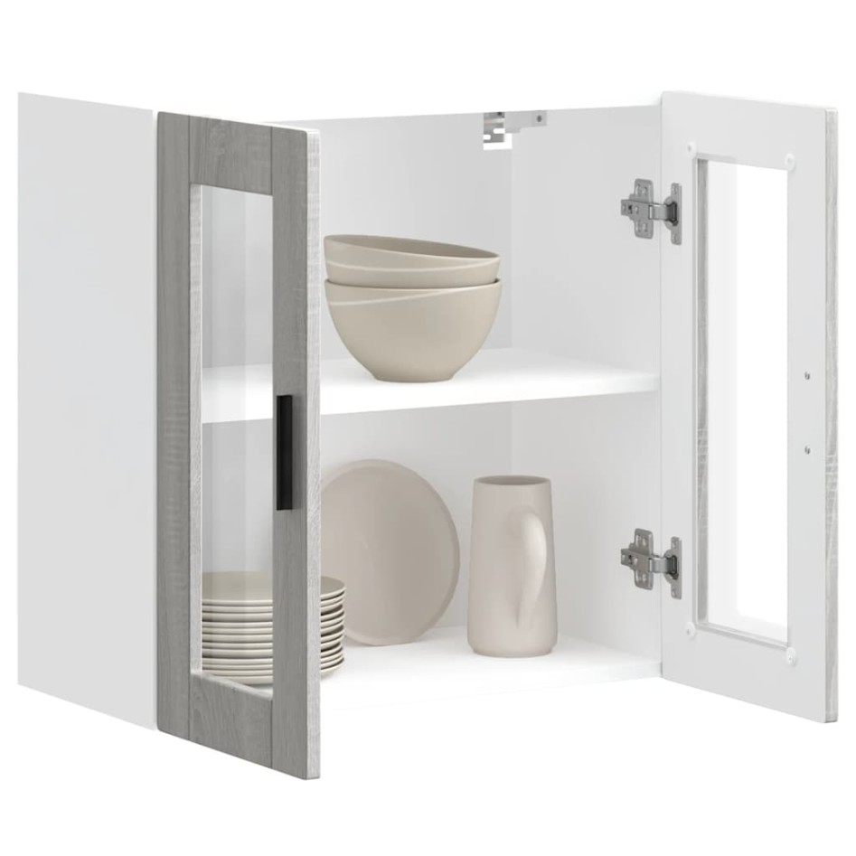 Armario de pared para cocina puerta cristal Porto gris
