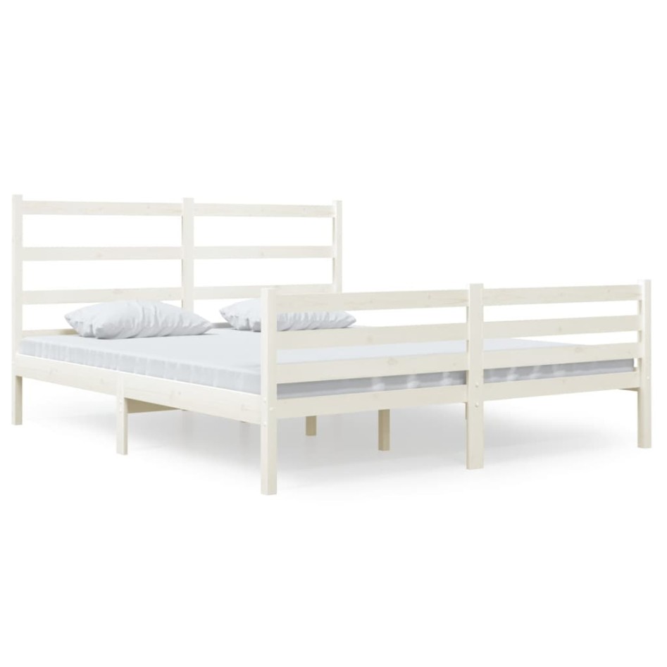 Estructura de cama de madera maciza de pino blanca 140x190