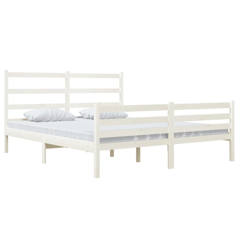 Estructura de cama de madera maciza de pino blanca 140x190