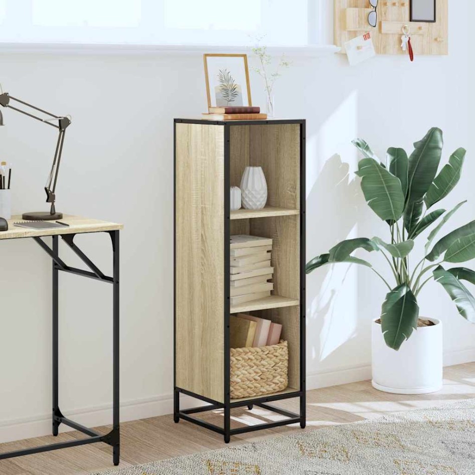 Armario de libros contrachapada color roble 33,5x33x107,5