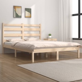Estructura de cama de madera maciza de pino 200x200