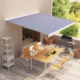Toldo de lona azul y blanco 500x300