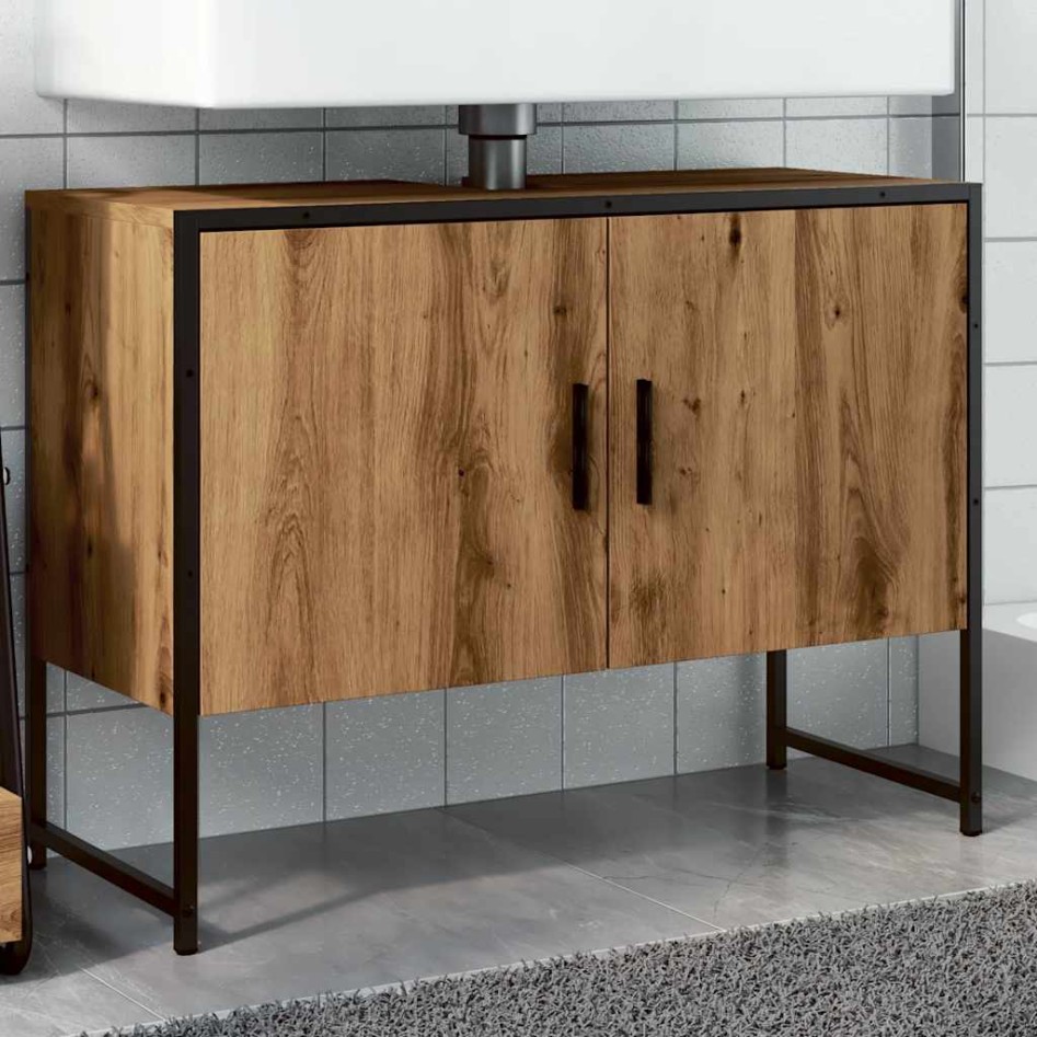 Mueble de lavabo madera de ingeniería roble artisan 80x33x60