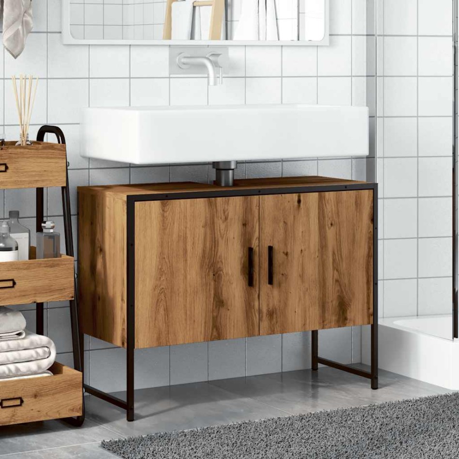 Mueble de lavabo madera de ingeniería roble artisan 80x33x60